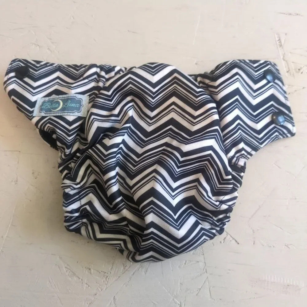 Bella Luna Pocket Cloth Diaper Small Geometric Black White No Insert